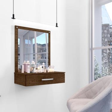 Imagem de Penteadeira Camarim Suspensa De parede com Gaveta Espelho Malbec