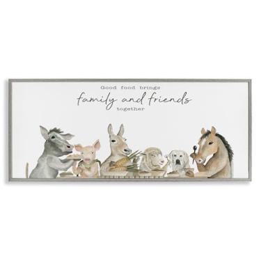 Imagem de Stupell Industries Good Food Brings Family Arte giclée emoldurada preta, design de Cindy Jacobs, 33 x 30
