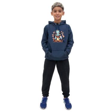 Imagem de Conjunto de Moletom Canguru Infantil Menino Estampa de Dinossauro Com Calça Alta Qualidade
