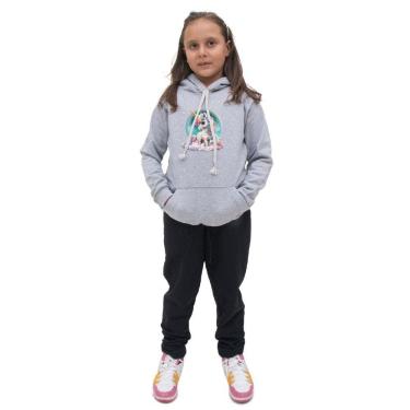 Imagem de Conjunto Infantil Menina Estampa Unicornia Colorida Blusa Canguru e Calça Moletom Toque Macio