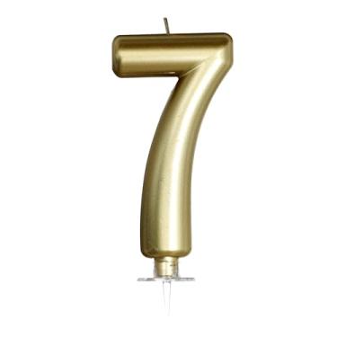 Imagem de Vela dourada de aniversário número 7, decorações de aniversário douradas, velas para topo de bolo, decoração de festa, comemorações de aniversário e formatura