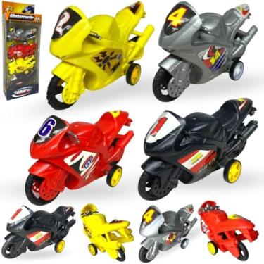 Imagem de Kit 4 Miniatura De Moto De Corrida Fricçao Plastico