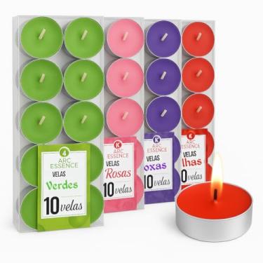 Imagem de Kit 40 Velas Rechaud Sortidas, Vermelhas, Verdes, Rosas e Roxas, Decorativas, Ideal para Jantares Românticos, Festas, Casamentos (Sortidas)