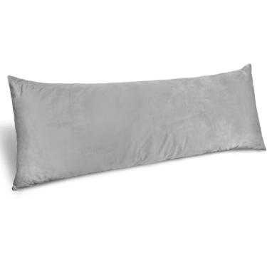 Imagem de Capa de travesseiro corporal 50,8 x 137,2 cm capa de travesseiro corporal curta de lã estampada fronha longa com zíper, cinza sólido