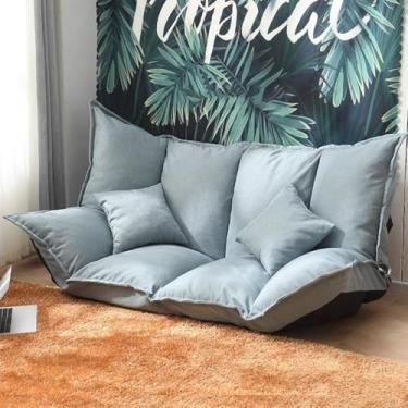 Imagem de Sofá-cama dobrável e prático Sofá de chão ajustável para jogos com estrutura de metal e enchimento de espuma de alta resiliência para sala de estar, quarto e varanda,Light blue