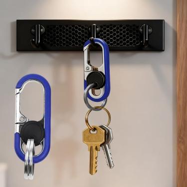 Imagem de Chaveiro com aderência e clipe de borracha, chaveiro funcional de metal elegante para bolsas, presentes e uso diário, Azul, 2.58 x 1.01 Inch