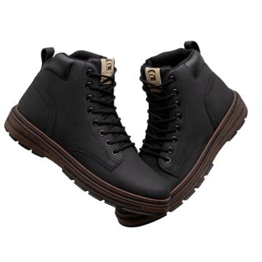 Imagem de Coturno Masculino Bota com Zíper Couro Sintético Resistente Moderno para Trabalho Casual Dia Festa Noite (Marrom, Padrão, BR, Adulto, Numérico, 39)