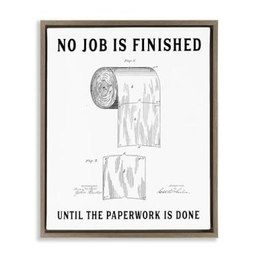 Imagem de Stupell Industries No Job Finished Papel higiênico marrom moldura flutuante arte de parede em tela, design por Lettered and Lined, 21 x 17