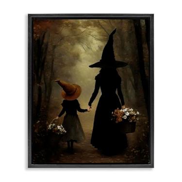 Imagem de Stupell Industries Witch & Daughter Mystical Forest Black Framed Floater Canvas Wall Art, design by Arlington Prints, 30 x 25