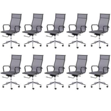 Imagem de Kit 10 Cadeiras Escritorio Presidente Esteirinha Tela Mesh 3303 - Espr