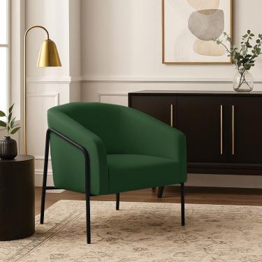Imagem de Poltrona Sala Industrial Alta Preto Stella Veludo Verde D03 - D'rossi