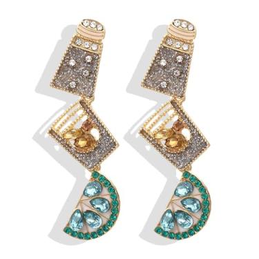 Imagem de Brincos de champanhe para mulheres Margarita Martini Tequila Brincos de coquetel cristal taça de vinho brincos pendentes vestidos de festa de Natal feminino meias de Natal, Metal, Sem pedra preciosa