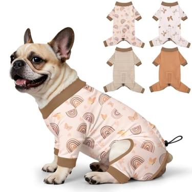 Imagem de Bienbee Pijamas para cães, 4 peças, pijamas macios e elásticos para cães, fantasia para cães pequenos, médios e grandes, meninos e meninas (conjunto marrom) - G