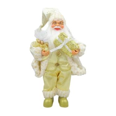 Imagem de Generic Estatueta de Papai Noel de 40 cm (15,75") em pé, peça central para mesa, enfeite de Natal para escrivaninha, prateleira ou lareira, Doce Dourado