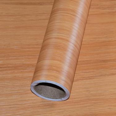 Imagem de TACOLO Papel de parede de contato de madeira para cozinha, 1 rolo 15,7 × 118 polegadas papel de parede decorativo autoadesivo para armário de cozinha, bancadas, móveis (laranja)
