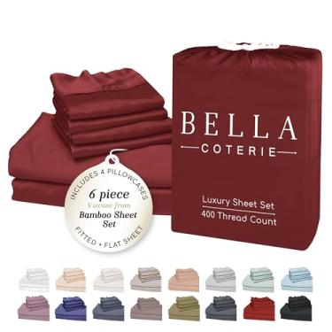 Imagem de Bella Coterie Conjunto de lençóis Queen com 6 peças de viscose de bambu de luxo | 100% orgânico | Resfriamento para pessoas com sono quente | Bolso profundo de 45,7 cm | Macio e hipoalergênico | 4