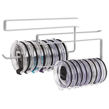 Imagem de Pacote com 2 organizadores de tampa de copo, gancho horizontal para armazenamento de tampa de copo até 20 tampas, suporte de tampa de copo para economia de espaço, gancho de tampa de copo para