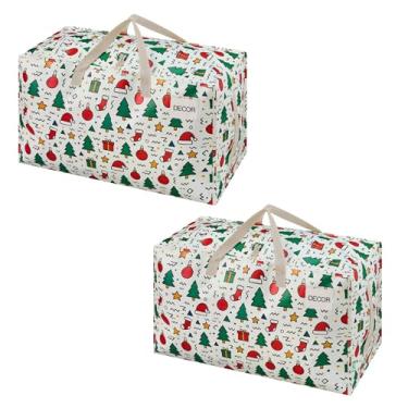 Imagem de VENO Pacote com 2 sacos de mudança e grandes caixas de armazenamento de decoração de Natal com tampas. Alternativa a caixas de mudança, suprimentos de embalagem para faculdade. Bolsas resistentes