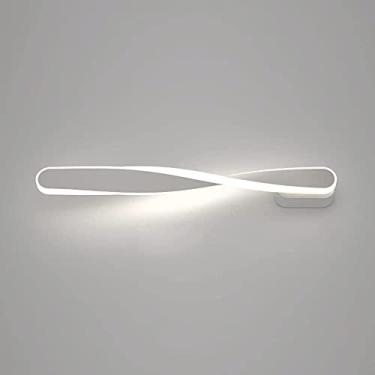 Imagem de Luminária De Parede Longa Torcida, Lâmpada De Parede De Metal Ultrafina Com Abajur De Silicone, Arandela De Parede Linear Led Moderna, Luminárias De Parede De Cabeceira, Lum, White, 50CM
