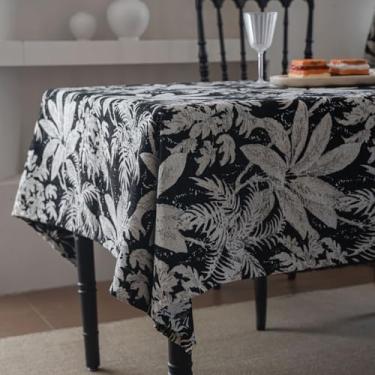 Imagem de Toalha de mesa floral para mesa retangular rústica de tecido de fazenda toalha de mesa vintage jacquard toalha de mesa lavável sem rugas para cozinha, casa, festa, decoração de mesa, preta, 99 cm x
