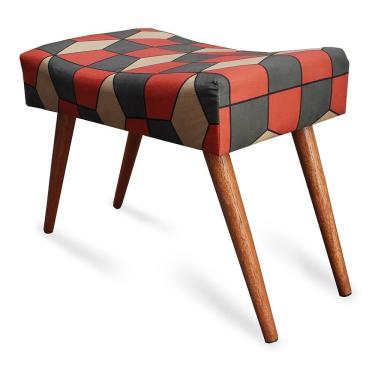 Imagem de Puff Cama Inbox Kingston Retangular Com Pés Em Madeira Maciça Tecido Suede