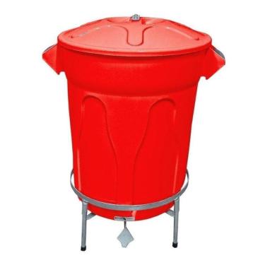 Imagem de Lixeira Redonda 100l Vermelha+ Pedal De Aço Desmontável Jsn