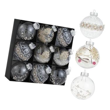 Imagem de oshhni Conjunto de 9 enfeites de Natal em formato de bola com glitter, ideais para pendurar na árvore de Natal, aniversários, Dia de ação de Graças, jardins, Claro