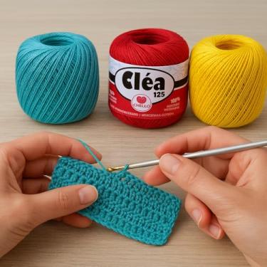 Imagem de Kit 6 Linhas Cléa 125m 19g Tricô Crochê Cores Sortidas