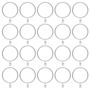 Imagem de Pacote com 20 anéis de cortina com clipes, anel de cortina de chuveiro, ganchos de cortina, clipes de cortina com anéis, anel decorativo para varão de cortina (prata)