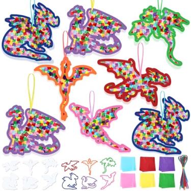 Imagem de 24 conjuntos de dragões suncatchers kit de artesanato para crianças, faça você mesmo, efeito de vitral, papel com efeito de vitral, enfeites de Natal, presente para meninos e meninas, casa, escola