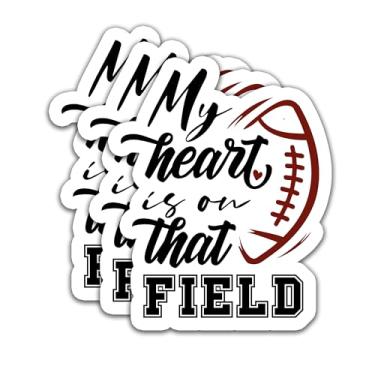 Imagem de Adesivos de futebol (3 peças) - My Heart is on That Field - Decalque de vinil impermeável Football Mom para laptops, copos, garrafas de água, adesivos esportivos para jogadores e times de futebol