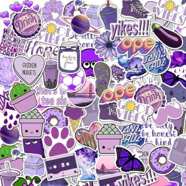 Imagem de 50 peças de adesivos estéticos roxos para meninas, adesivos legais de viagem, adesivos de vinil à prova d'água para garrafas de água, laptop, bagagem, adolescentes adultos, teclados, mochilas, skates