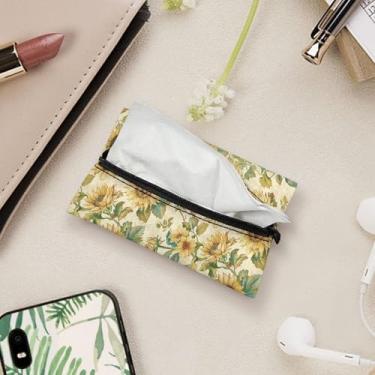 Imagem de Porta-lenços de borboleta de girassol reutilizável organizador de lenços de viagem para bolsa de moedas macias bolsa portátil bolsa de bolso, 13 cm x 8 cm