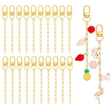 Imagem de PH PandaHall Conjunto de 50 chaveiros em branco, chaveiro com corrente de metal dourado, fecho giratório com correntes extensoras de latão para artesanato faça você mesmo, porta-chaves de resina