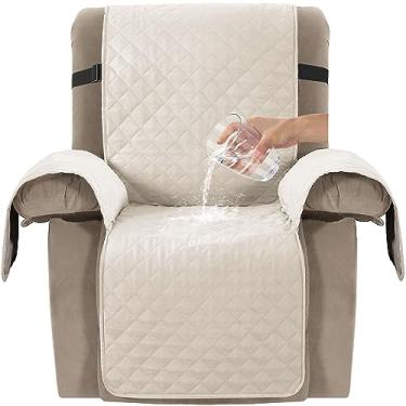 Imagem de Turquoize Capas reclináveis 100% à prova d'água para poltrona reclinável antiderrapante para poltrona reclinável grande com tiras elásticas, protetor reclinável para animais de estimação, crianças