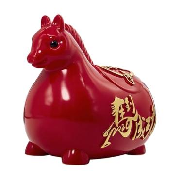 Imagem de Generic Cofrinho em forma de cavalo, lindo desenho do zodíaco chinês, cofrinho para guardar dinheiro do ano cavalo de 2026, enfeite para crianças, Vermelho, M