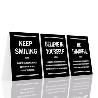 Imagem de Impressão inspiradora de pôsteres de arte de parede em tela 3 peças motivacional moderna empreendedor citações pintura de imagem arte para casa quarto banheiro academia decoração de parede esticado e