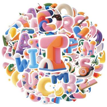 Imagem de 50 peças Alfabeto Animais Natureza Adesivos de Papelaria Adesivos Alfabeto para Guitarra Laptop Capacete Skate DIY Telefone Guitarra Laptop Notebook Mala Copo