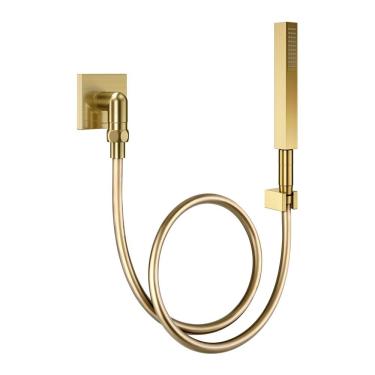 Imagem de Ducha Manual Com Joelho 90° Docol Square 1834772 Ouro Escovado