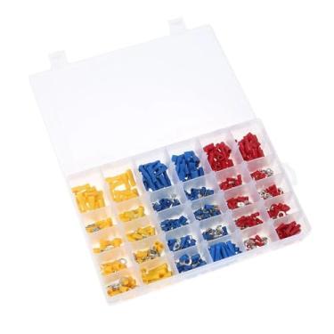 Imagem de 480 peças terminais de cabo de isolamento com caixa, conector de cabo fêmea macho elétrico kit terminais braçadeira lâmina meia