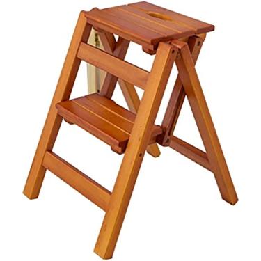 Imagem de Banqueta de escalada interna, banqueta dobrável para escada, suporte de prateleira de flores, cadeira de escada de madeira para uso doméstico, multifunções, escada de ascensão/A (A)