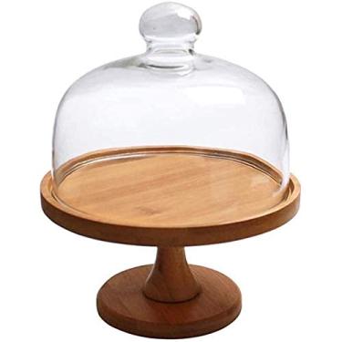 Imagem de Suporte de bolo bandeja de exibição de sobremesa bandeja de pastelaria, com tampa de vidro, bandeja de exibição de bolo de restaurante, prato de comida multifuncional, suportes de bolo para bolo