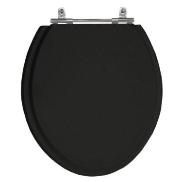 Imagem de Assento Laqueado Oval Preto Tampa Para Bacia Universal Mdf - Sicmol