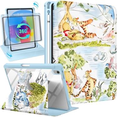 Imagem de Besoar Capa fofa para iPad 10ª geração de 10,9 polegadas 2022 para meninas – Capas infantis femininas com desenho kawaii, suporte fólio giratório 360 com suporte para lápis para iPad 10 geração de 10