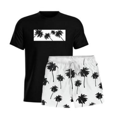 Imagem de Conjunto Masculino Camiseta Algodão E Short Tactel Coqueiros-Masculino