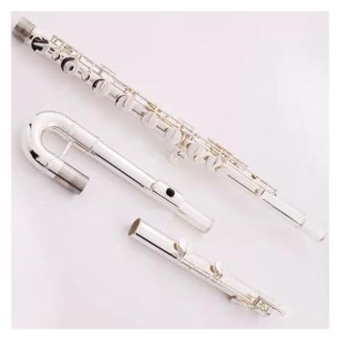 Imagem de Flauta de baixo C cobre branco banhado a prata tubo corpo flauta conjunto instrumento baixo com caixa