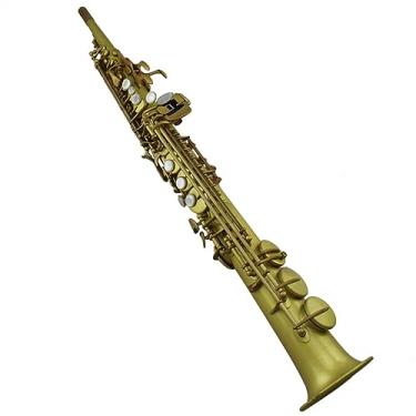 Imagem de Gravações à mão profissionais de latão reto deslacado instrumento musical de saxofone agudo