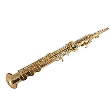Imagem de Saxofone soprano profissional em saxofone com bocal para instrumentos musicais, estojo para saxofone soprano reto em latão dourado kit para iniciantes