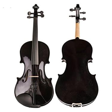 Imagem de Verniz a óleo de violino iniciante violino preto madeira bordo estudante violino violino com arco estojo de descanso de ombro (cor: tamanho 1 4)