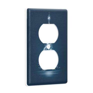 Imagem de Blueangle Placa de parede dupla para árvore de Natal branca brilhante, tamanho padrão, placas de cobertura de tomada elétrica de 1 gangue para decoração de quarto de escritório em casa, 4,53 x 2,76